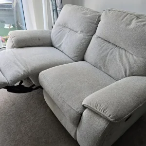DFS 2 Seater Power Recliner Light Grey Fabric With USB Ports - Image 6