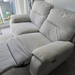DFS 2 Seater Power Recliner Light Grey Fabric With USB Ports - Image 7
