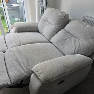 DFS 2 Seater Power Recliner Light Grey Fabric With USB Ports - Image 8
