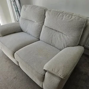 DFS 2 Seater Power Recliner Light Grey Fabric With USB Ports