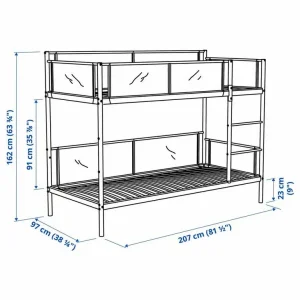 Ikea VITVAL Bunk bed frame, white/light grey, 90x200 cm - Image 6