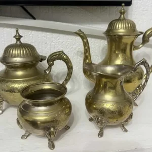 Vintage Brass Tea Coffee Set 4 Pieces