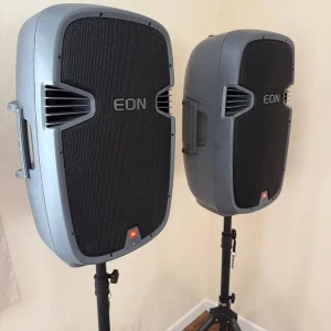 JBL Active EON 300 Series 315 PA Speaker Pair with Stands