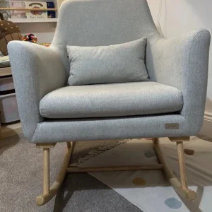 Tutti Bambini Oscar Rocking Nursing Chair Pebble Grey with Back Support Cushion - Image 2