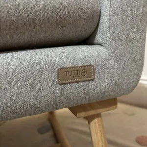 Tutti Bambini Oscar Rocking Nursing Chair Pebble Grey with Back Support Cushion - Image 3