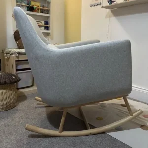 Tutti Bambini Oscar Rocking Nursing Chair Pebble Grey with Back Support Cushion - Image 4