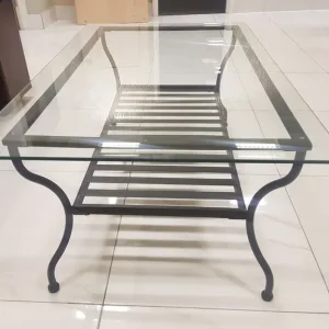 Glass and metal coffee table with modern legs - Image 3