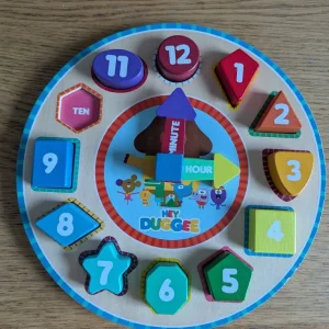 Hey Duggee wooden shape clock 3 in 1