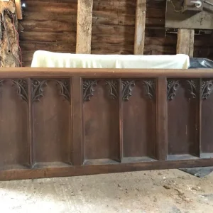 Reclaimed oak church panels with hand-carved details