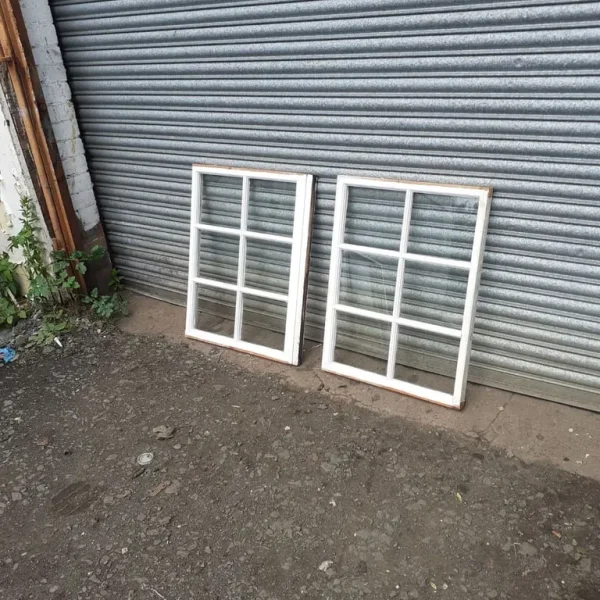 3 single glazed 6 panel hardwood windows