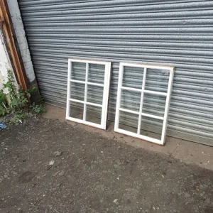 3 single glazed 6 panel hardwood windows