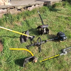 Mc Cullock petrol strimmer with brush cutter, hedge cutter and rotavator