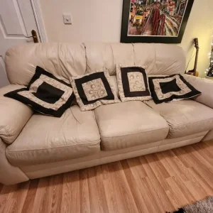 3-2-1 Cream Leather Suite - Image 2