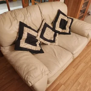 3-2-1 Cream Leather Suite