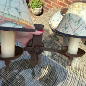 Vintage iron ceiling and wall lights - Image 3