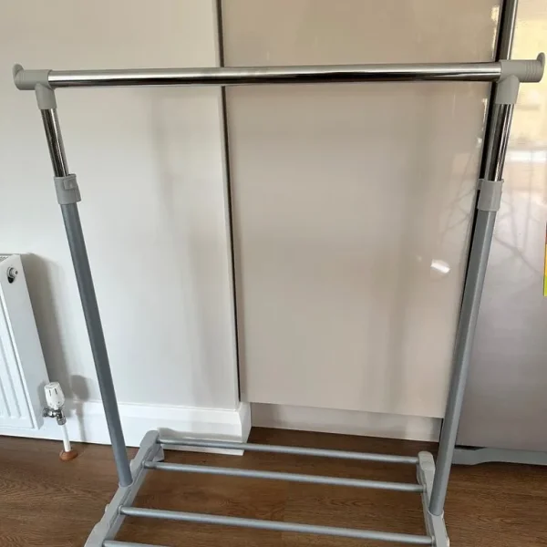 Adjustable clothes rail rack on wheels