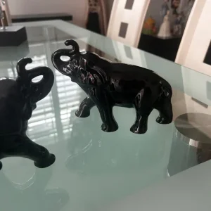 Pair of vintage black elephants - Image 3