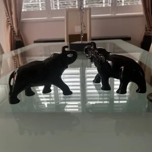 Pair of vintage black elephants - Image 4
