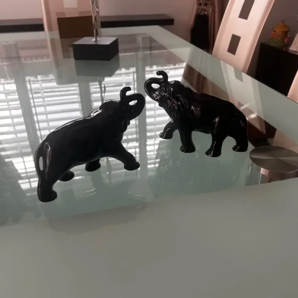 Pair of vintage black elephants