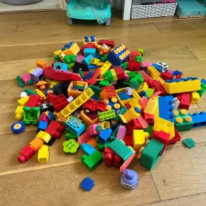 Mix of Large Plastic Building Blocks and Toys Basket - Image 2