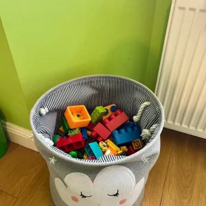 Mix of Large Plastic Building Blocks and Toys Basket