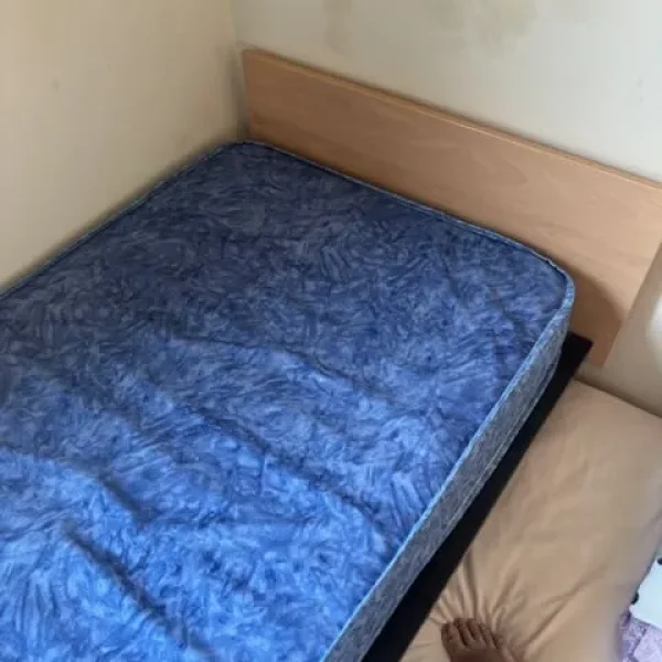 Single metal bed with mattress