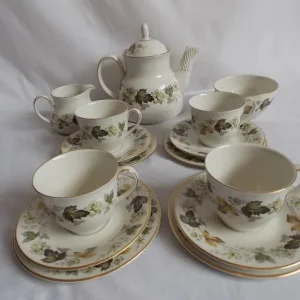 Vintage Royal Doulton Larchmont Tea Set – Teapot, Sugar, Milk Cups and Saucers