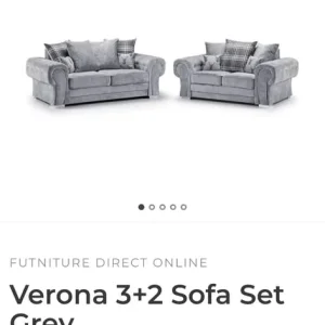 Grey Verona sofa set 3&2 seater - Image 2
