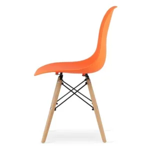 Stockholm Scandi Plastic And Wood Dining Chairs, Rusty Orange (2 available) - Image 2