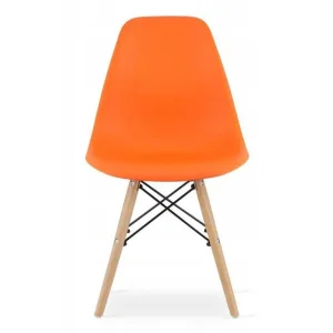 Stockholm Scandi Plastic And Wood Dining Chairs, Rusty Orange (2 available) - Image 3