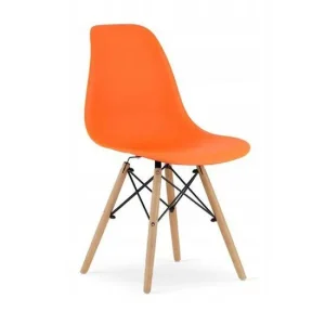 Stockholm Scandi Plastic And Wood Dining Chairs, Rusty Orange (2 available)