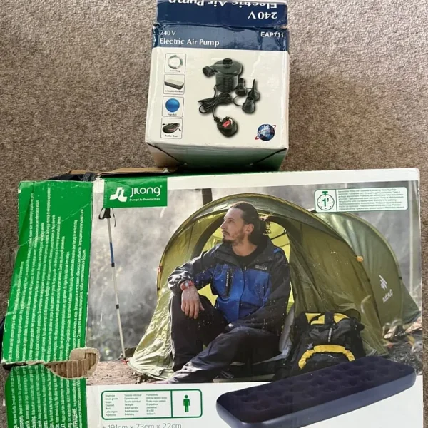Single inflatable bed & air pump