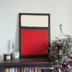 Rothko-inspired acrylic canvas, 50x70cm, red, cream, brown - Image 2