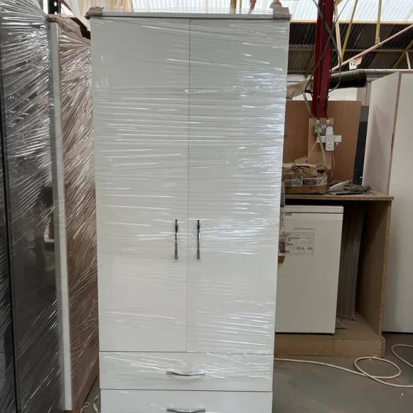 2-door wardrobe with shelves and hanging rail