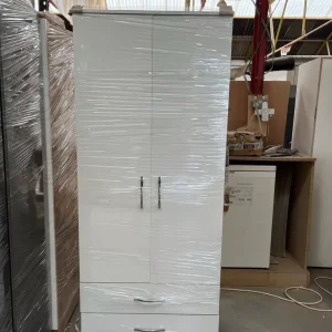 2-door wardrobe with shelves and hanging rail