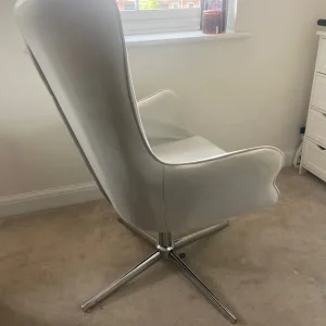 Grey Upholstered Swivel Desk Chair - Image 2