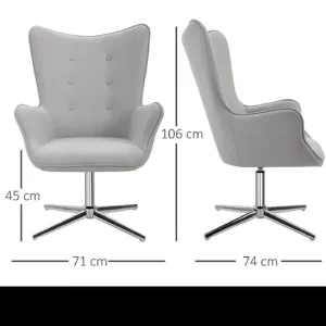 Grey Upholstered Swivel Desk Chair - Image 5