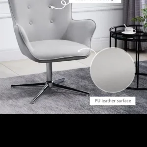 Grey Upholstered Swivel Desk Chair - Image 6