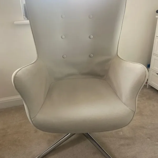 Grey Upholstered Swivel Desk Chair
