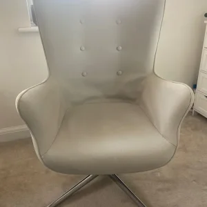 Grey Upholstered Swivel Desk Chair