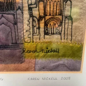 Original embroidered artwork of The Lanyon Building