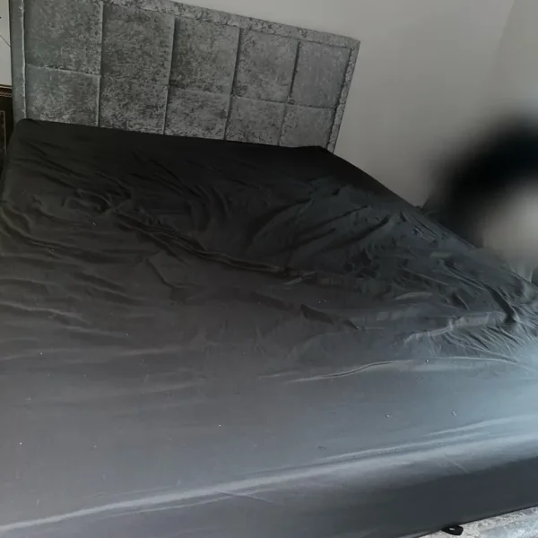 Super King Grey Crushed Velvet Storage Bed with Mattress