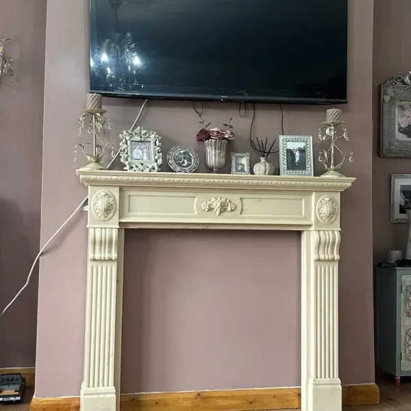Cream marble fire surround