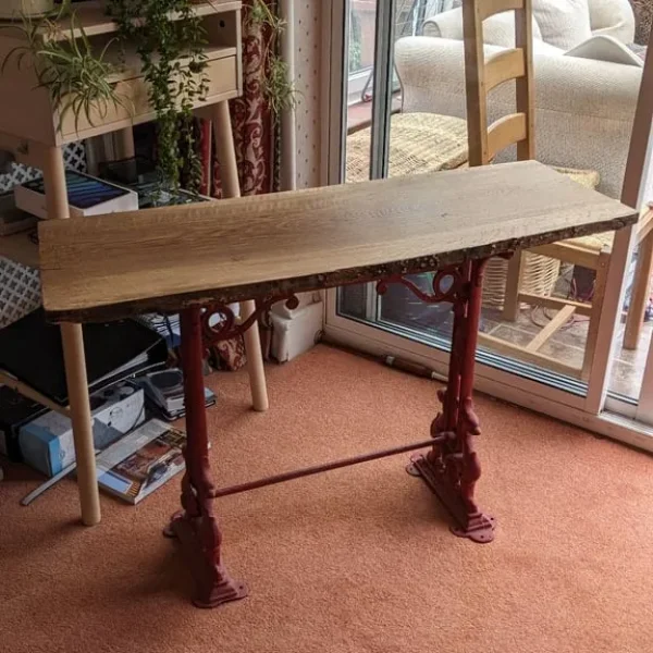 Table from old sewing machine base