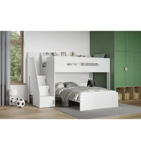 Single bunk bed with double underneath