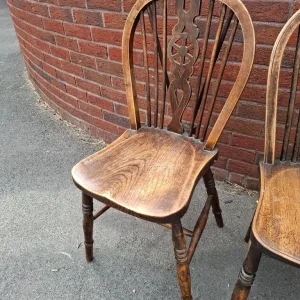 3 X Oak wheelback mid century dining chairs - Image 2