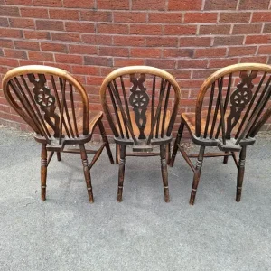 3 X Oak wheelback mid century dining chairs - Image 3