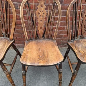 3 X Oak wheelback mid century dining chairs - Image 4