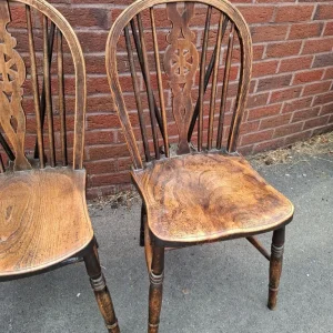 3 X Oak wheelback mid century dining chairs - Image 5