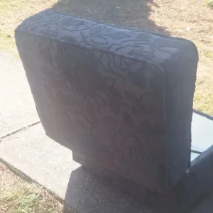 Black storage footstool with built-in compartments - Image 4